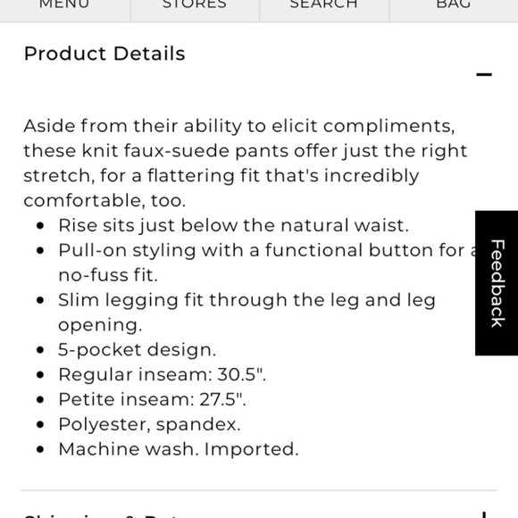 {Chico’s} Faux Suede Knit Pants size 2 - Picture 9 of 10